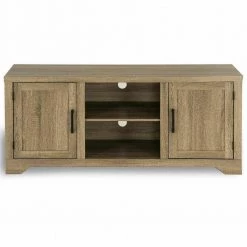 Natural 58 in. Rustic TV Stand Entertainment Center Storage Cabinet by Boyel Living