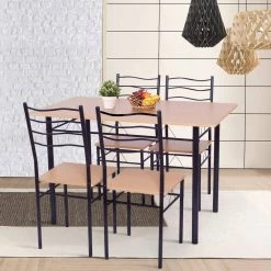 5-Piece Natural Wood Dining Table Set with Chairs by Boyel Living -MODWAY store natural wood boyel living dining room sets hysn 55389na 31 1000