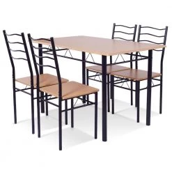 5-Piece Natural Wood Dining Table Set with Chairs by Boyel Living