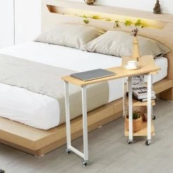 31.5 in. Natural Wood 360° Rotating Sofa Side Table with Storage Shelves and Wheels by Boyel Living 15 31.5 in. Natural Wood 360° Rotating Sofa Side Table with Storage Shelves and Wheels by Boyel Living -MODWAY store natural wood boyel living end side tables hysn 63073na 31 1000