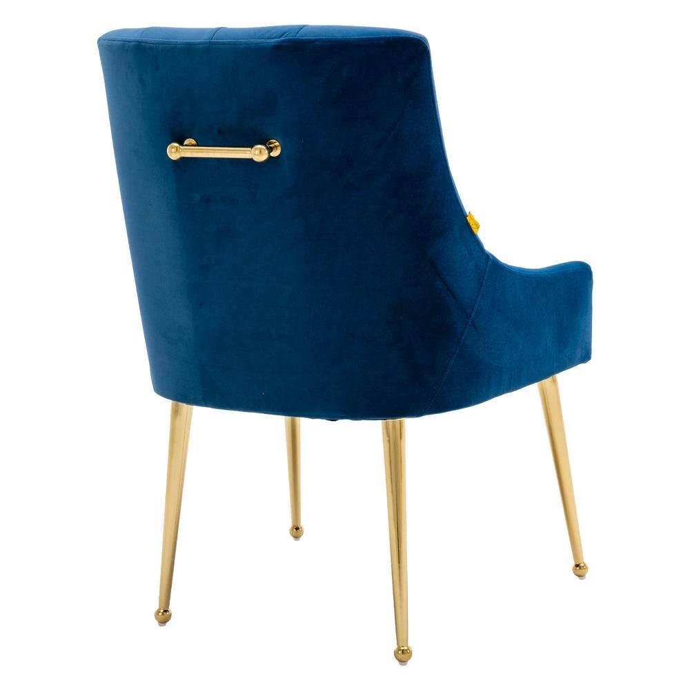 Navy Blue Tufted Velvet Upholstered Golden Legs Dinning Chair (Set of 2) by Boyel Living 7 Navy Blue Tufted Velvet Upholstered Golden Legs Dinning Chair (Set of 2) by Boyel Living - Image 5