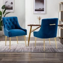 Navy Blue Tufted Velvet Upholstered Golden Legs Dinning Chair (Set of 2) by Boyel Living 15 Navy Blue Tufted Velvet Upholstered Golden Legs Dinning Chair (Set of 2) by Boyel Living -MODWAY store navy blue boyel living dining chairs hfsn 196ny 31 1000