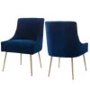 Navy Blue Velvet Upholstered Dining Chair with Electroplated Legs (Set of 2) by Boyel Living 2 Navy Blue Velvet Upholstered Dining Chair with Electroplated Legs (Set of 2) by Boyel Living -MODWAY store navy blue boyel living dining chairs wf hfsn 128ny 64 1000