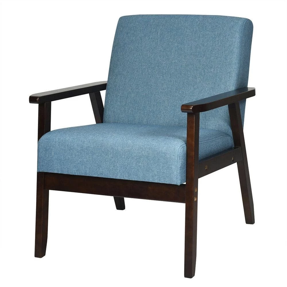 Navy Solid Wood Upholstered Accent Arm Chair by Boyel Living 3 Navy Solid Wood Upholstered Accent Arm Chair by Boyel Living