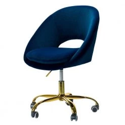 Cute Desk Chair,Navy Adjustable Swivel Office Chair, Velvet Chair with Wheels by Boyel Living -MODWAY store navy boyel living task chairs jxy chm6075o ny c3 1000