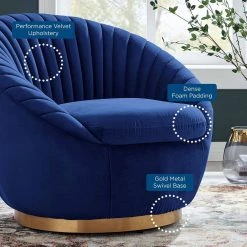 Whirr Navy Tufted Performance Velvet Performance Velvet Swivel Chair by MODWAY 14 Whirr Navy Tufted Performance Velvet Performance Velvet Swivel Chair by MODWAY -MODWAY store navy modway accent chairs eei 5002 gld nav 44 1000