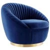 Whirr Navy Tufted Performance Velvet Performance Velvet Swivel Chair by MODWAY