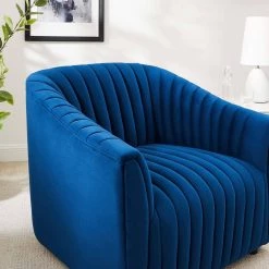 Announce Performance Navy Velvet Channel Tufted Armchair by MODWAY -MODWAY store navy modway accent chairs eei 5055 nav 1f 1000