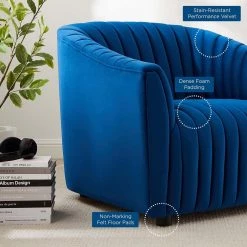 Announce Performance Navy Velvet Channel Tufted Armchair by MODWAY -MODWAY store navy modway accent chairs eei 5055 nav 44 1000