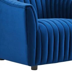 Announce Performance Navy Velvet Channel Tufted Armchair by MODWAY -MODWAY store navy modway accent chairs eei 5055 nav c3 1000