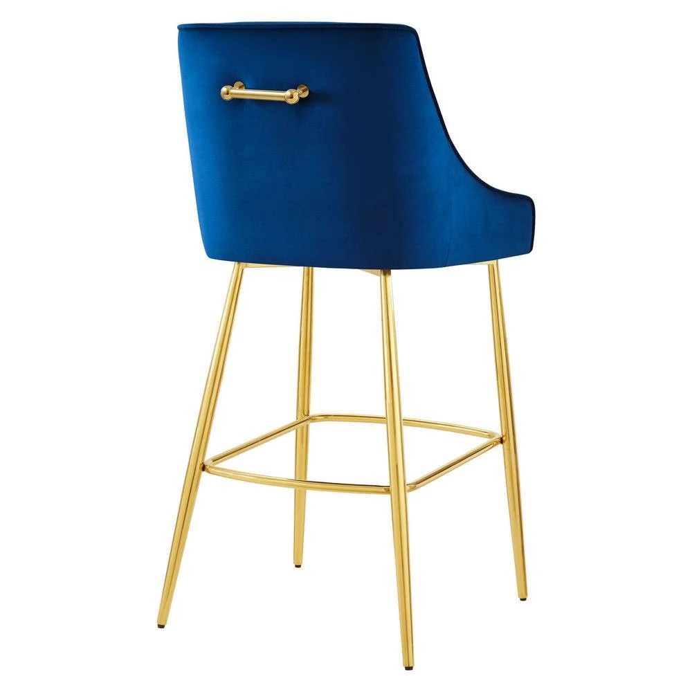 Discern 41.5 in. Navy Upholstered Performance Velvet Counter Stool (Set of 2) by MODWAY 7 Discern 41.5 in. Navy Upholstered Performance Velvet Counter Stool (Set of 2) by MODWAY - Image 5