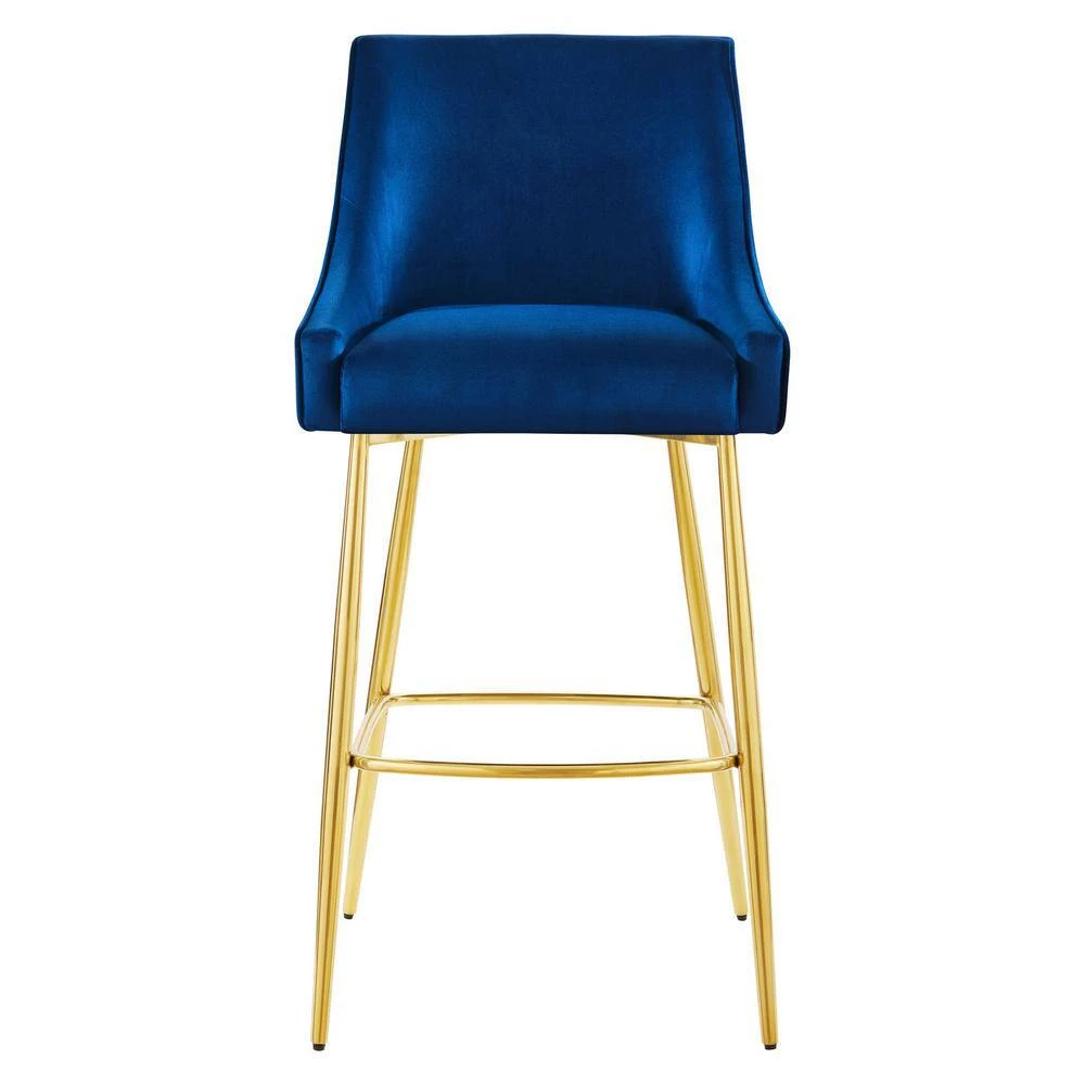 Discern 41.5 in. Navy Upholstered Performance Velvet Counter Stool (Set of 2) by MODWAY 5 Discern 41.5 in. Navy Upholstered Performance Velvet Counter Stool (Set of 2) by MODWAY - Image 3