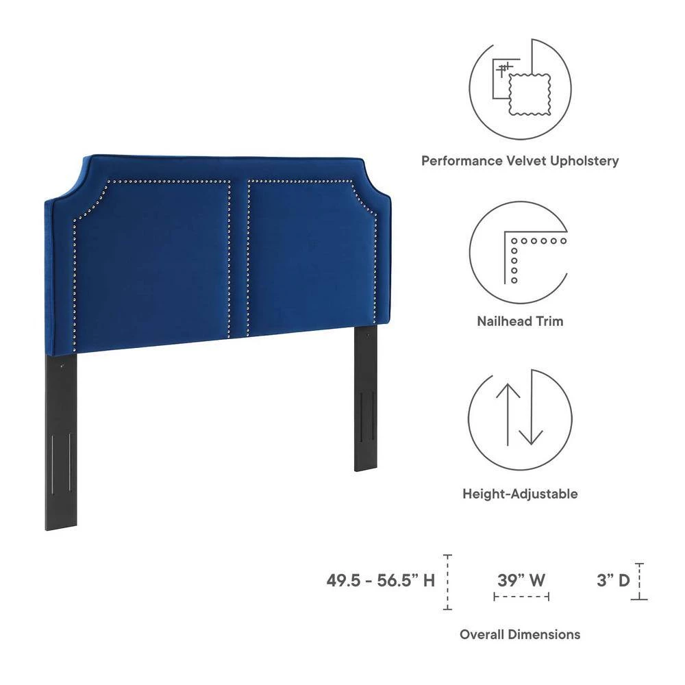Cynthia Performance 39in Velvet Twin Headboard in Navy by MODWAY 7 Cynthia Performance 39in Velvet Twin Headboard in Navy by MODWAY - Image 5