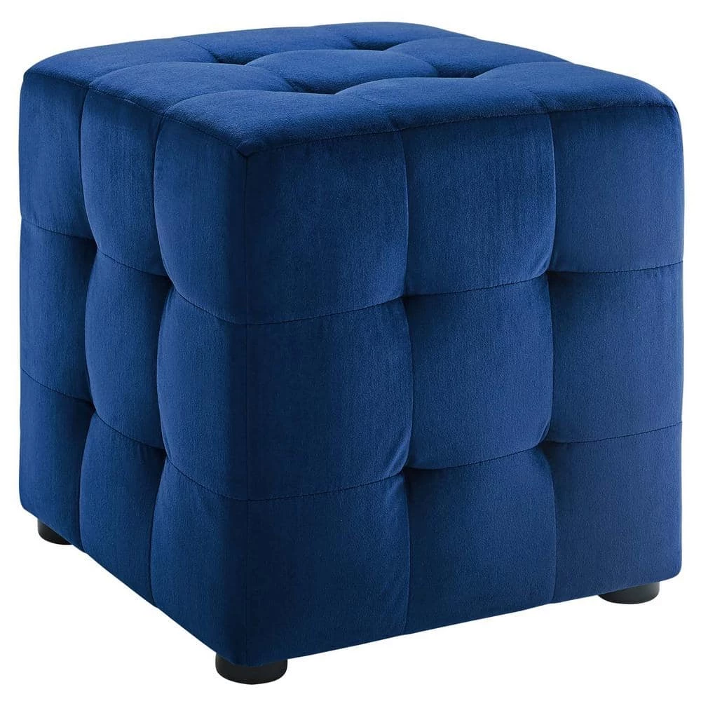 Contour Navy Tufted Button Cube Performance Velvet Ottoman by MODWAY 6 Contour Navy Tufted Button Cube Performance Velvet Ottoman by MODWAY - Image 4