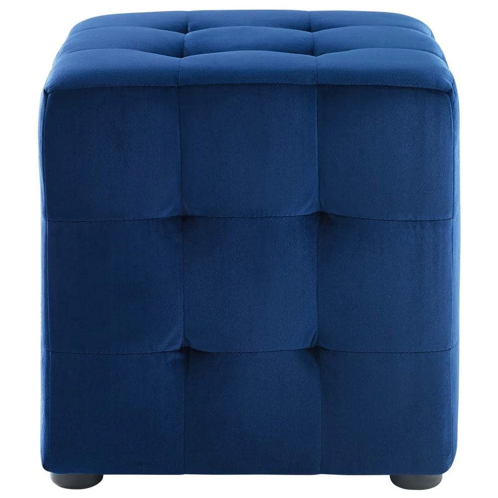 Contour Navy Tufted Button Cube Performance Velvet Ottoman by MODWAY 4 Contour Navy Tufted Button Cube Performance Velvet Ottoman by MODWAY - Image 2