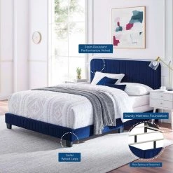 Celine Navy Channel Tufted Performance Velvet King Bed by MODWAY -MODWAY store navy modway panel beds mod 6329 nav 31 1000