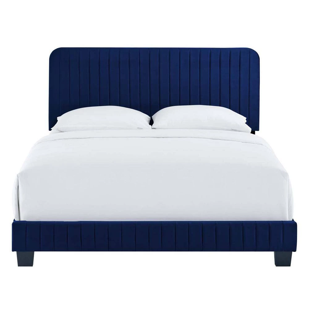 Celine Navy Channel Tufted Performance Velvet Full Bed by MODWAY 8 Celine Navy Channel Tufted Performance Velvet Full Bed by MODWAY - Image 6