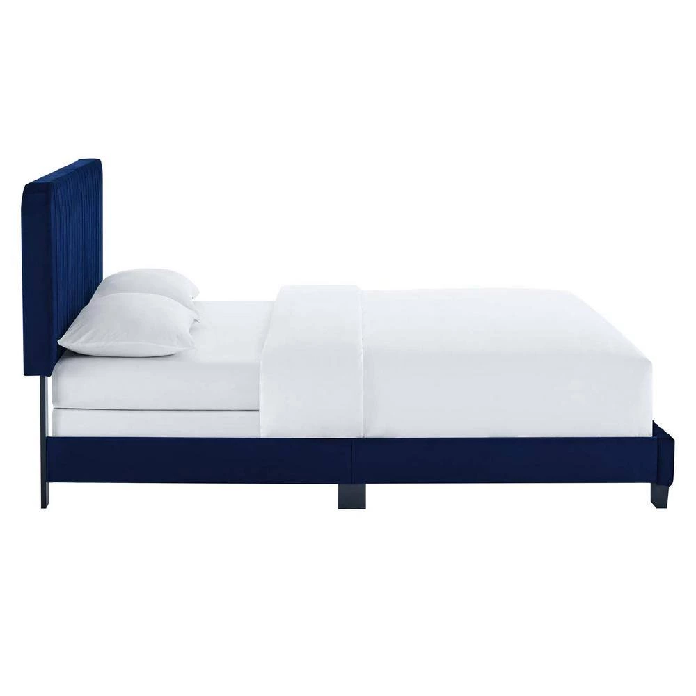 Celine Navy Channel Tufted Performance Velvet Full Bed by MODWAY 4 Celine Navy Channel Tufted Performance Velvet Full Bed by MODWAY - Image 2