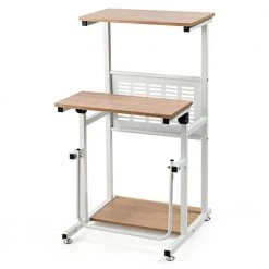 21 in. Oak Height Adjustable Stand Up Desk Computer Workstation by Boyel Living