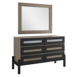 17.5x47x69in Merritt Dresser and Mirror in Oak by MODWAY