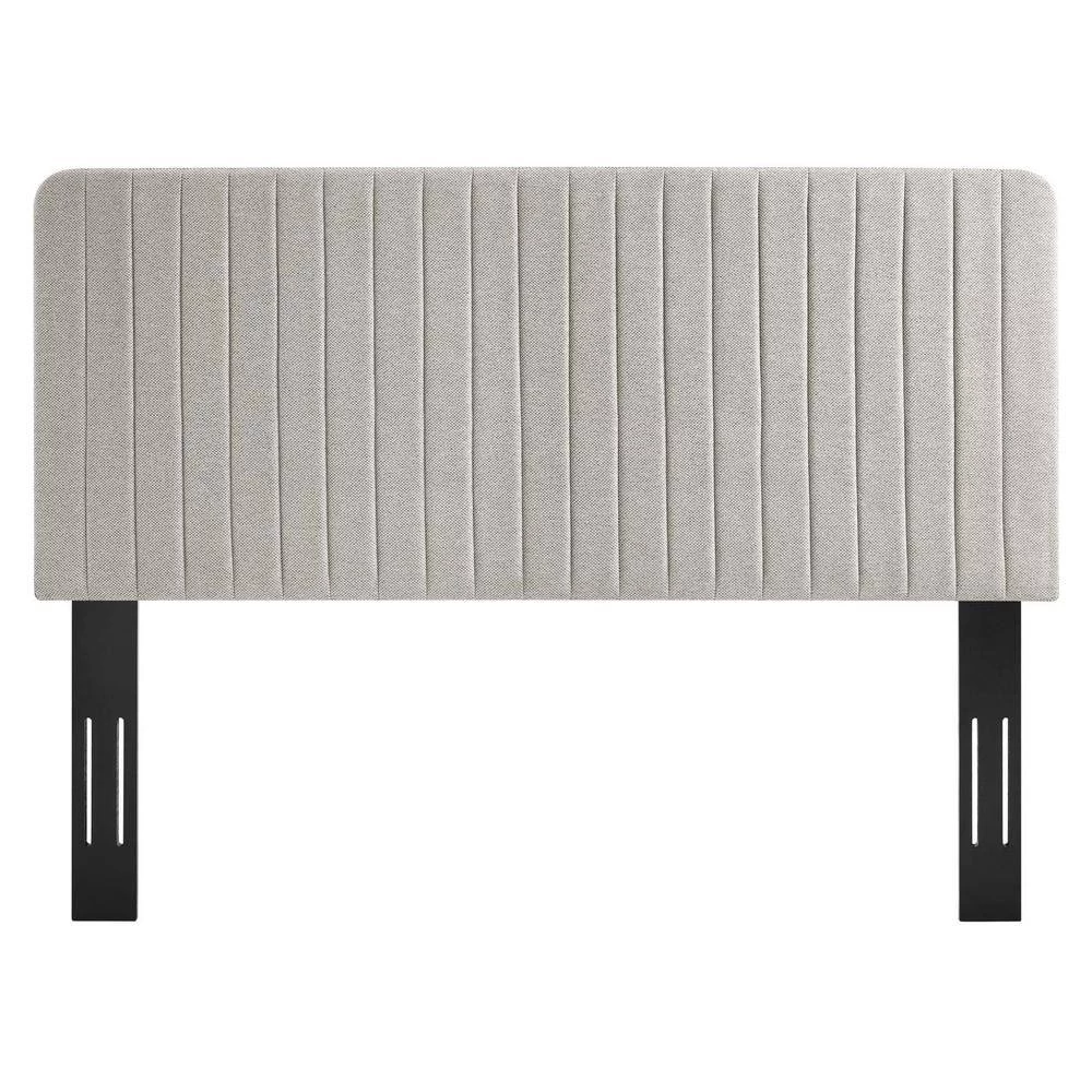 Milenna Oatmeal Channel Tufted Upholstered Fabric King/California King Headboard by MODWAY 7 Milenna Oatmeal Channel Tufted Upholstered Fabric King/California King Headboard by MODWAY - Image 5