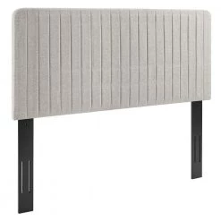 Milenna Oatmeal Channel Tufted Upholstered Fabric King/California King Headboard by MODWAY
