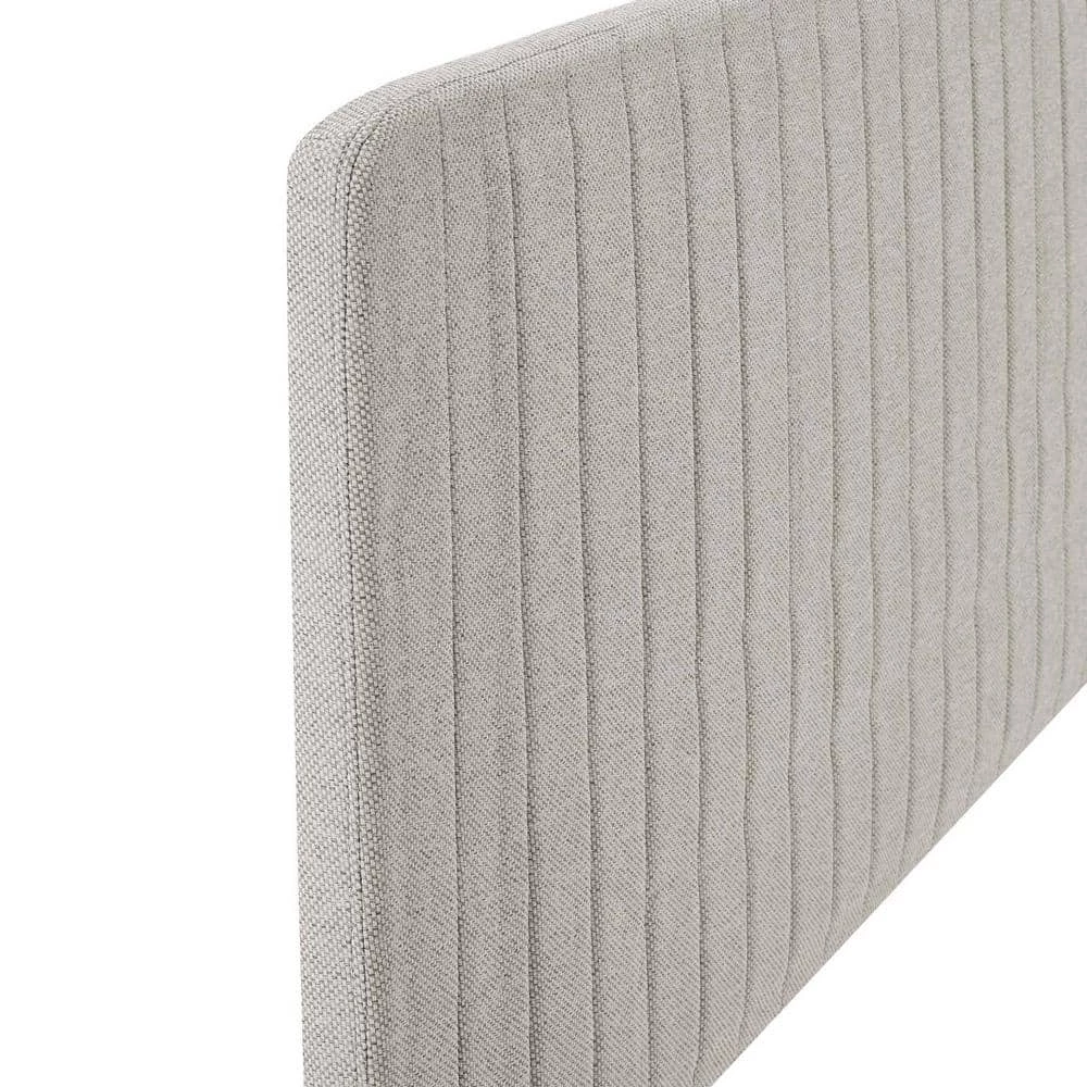 Milenna Oatmeal Channel Tufted Upholstered Fabric King/California King Headboard by MODWAY 4 Milenna Oatmeal Channel Tufted Upholstered Fabric King/California King Headboard by MODWAY - Image 2