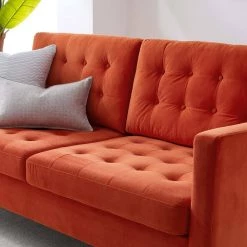 Exalt 75 in. Wide Tufted Squared Arm Performance Velvet Modern Straight Sofa in Orange by MODWAY -MODWAY store orange modway sofas couches eei 4444 ora 31 1000
