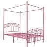 Pink Queen Size Metal Canopy Platform Bed Frame with Headboard and Footboard by Boyel Living -MODWAY store pink boyel living canopy beds bf wf 715g pi 64 1000