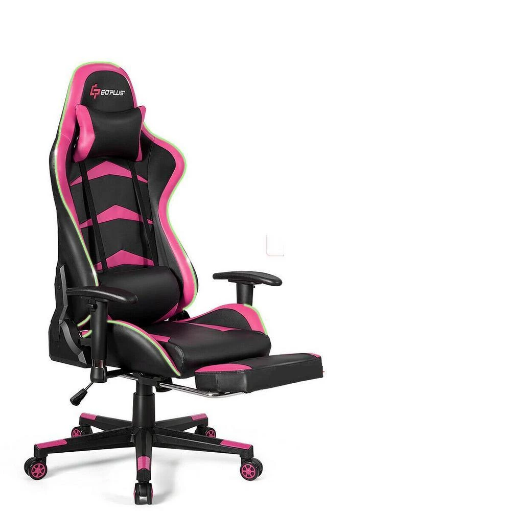 Massage LED Gaming Chair, Ergonomic Black Chair,PU Racing Chair with Lumbar Support & Footrest, in Pink by Boyel Living 5 Massage LED Gaming Chair, Ergonomic Black Chair,PU Racing Chair with Lumbar Support & Footrest, in Pink by Boyel Living - Image 3