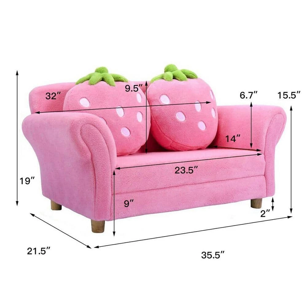 Pink Kids Strawberry Armrest Chair Sofa with Cushions by Boyel Living 7 Pink Kids Strawberry Armrest Chair Sofa with Cushions by Boyel Living - Image 5