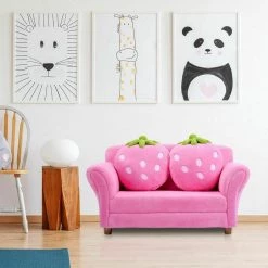 Pink Kids Strawberry Armrest Chair Sofa with Cushions by Boyel Living 13 Pink Kids Strawberry Armrest Chair Sofa with Cushions by Boyel Living -MODWAY store pink boyel living kids chairs hysn 54190pi 31 1000
