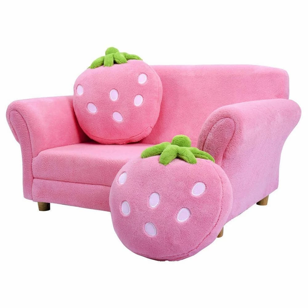 Pink Kids Strawberry Armrest Chair Sofa with Cushions by Boyel Living 6 Pink Kids Strawberry Armrest Chair Sofa with Cushions by Boyel Living - Image 4