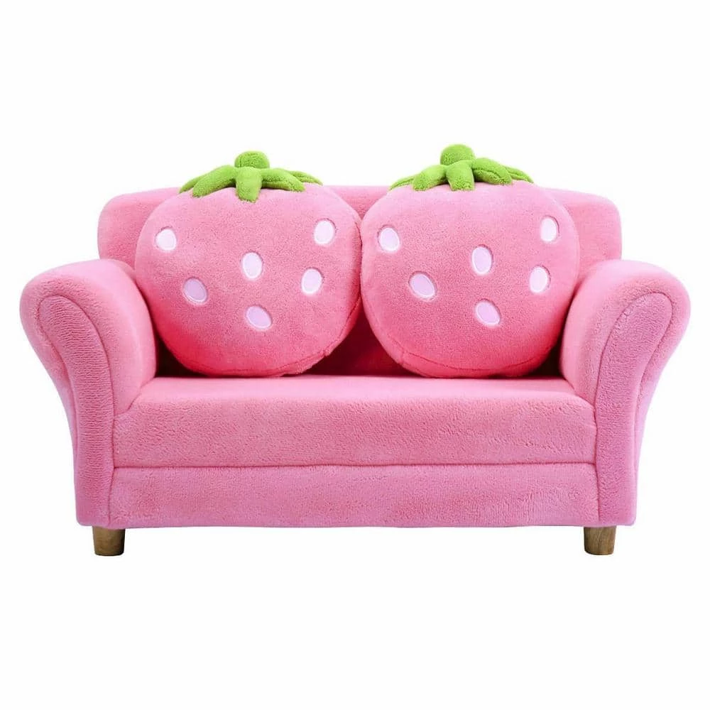 Pink Kids Strawberry Armrest Chair Sofa with Cushions by Boyel Living 3 Pink Kids Strawberry Armrest Chair Sofa with Cushions by Boyel Living