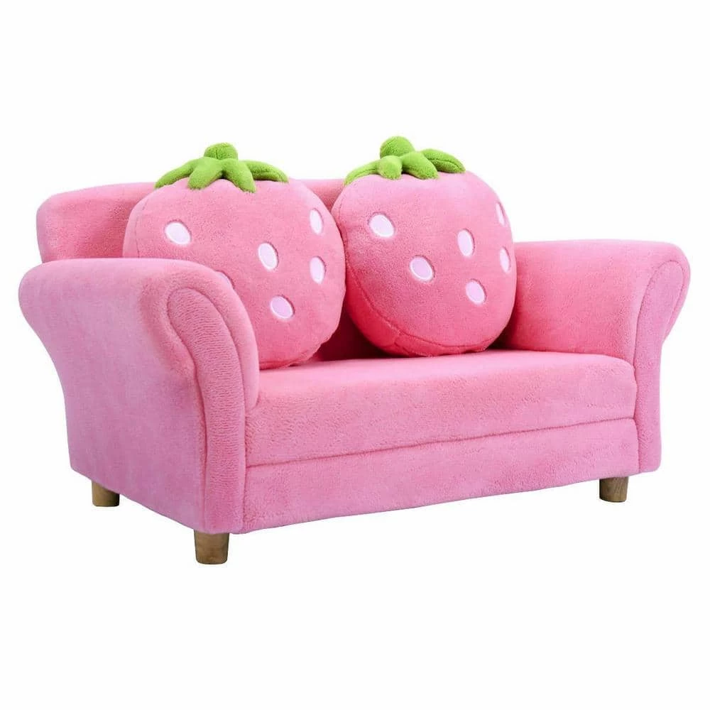 Pink Kids Strawberry Armrest Chair Sofa with Cushions by Boyel Living 5 Pink Kids Strawberry Armrest Chair Sofa with Cushions by Boyel Living - Image 3