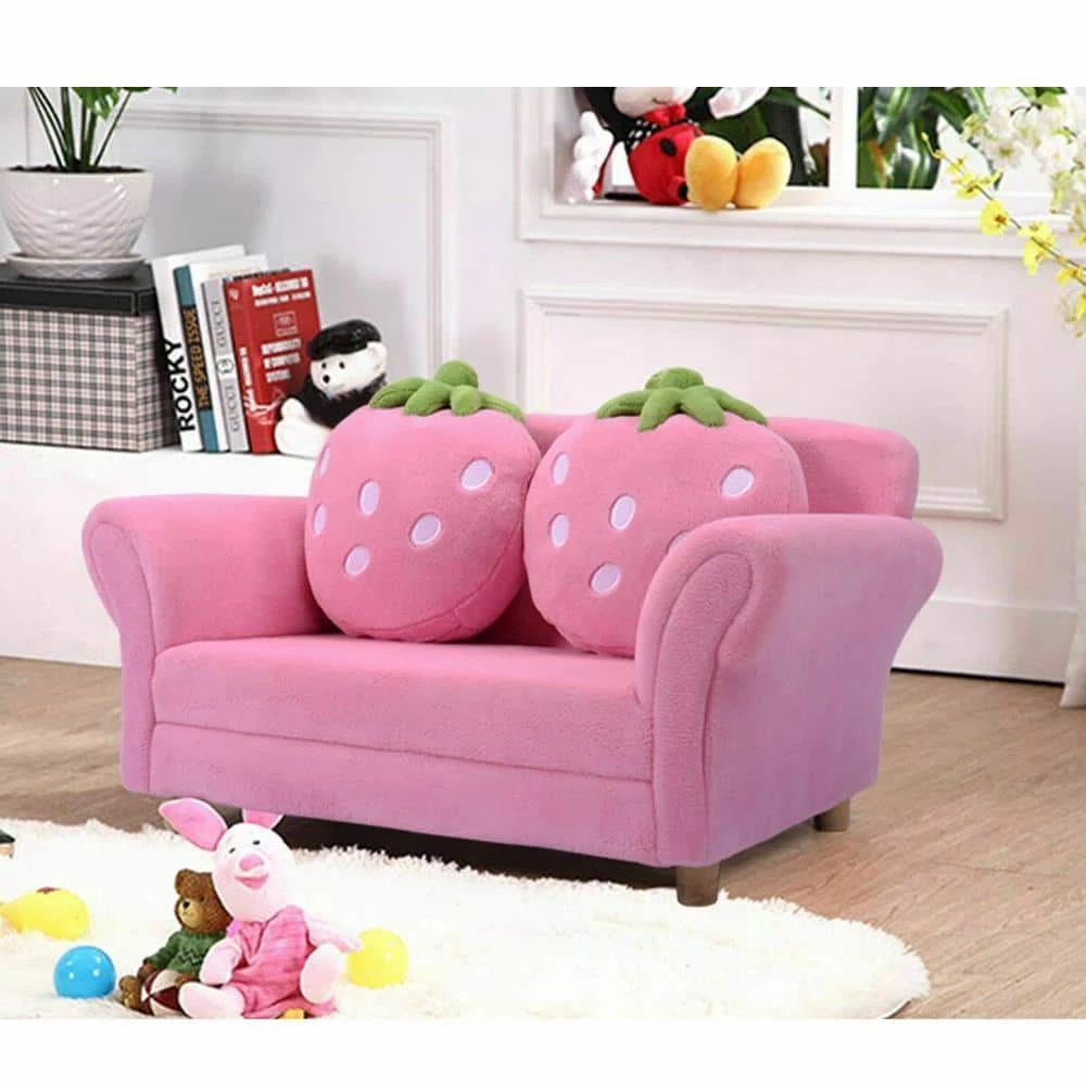 Pink Kids Strawberry Armrest Chair Sofa with Cushions by Boyel Living 4 Pink Kids Strawberry Armrest Chair Sofa with Cushions by Boyel Living - Image 2