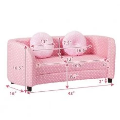 Pink with White Polka Dots Kids Sofa Armrest Chair with 2-Pink Pillows by Boyel Living -MODWAY store pink boyel living kids chairs wf hw61179 4f 1000