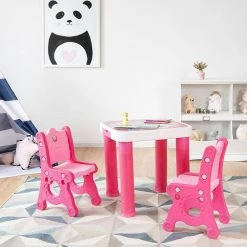 Pink Adjustable Kids Activity Play Table and 2-Chairs Set withStorage Drawer by Boyel Living -MODWAY store pink boyel living kids tables chairs hysn 5613pi 31 1000