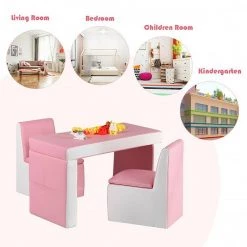 Kids Sofa Pink Multi-Functional Table Chair Set by Boyel Living -MODWAY store pink boyel living kids tables chairs wf hw58620pi 31 1000
