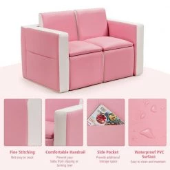Kids Sofa Pink Multi-Functional Table Chair Set by Boyel Living -MODWAY store pink boyel living kids tables chairs wf hw58620pi 44 1000