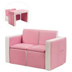Kids Sofa Pink Multi-Functional Table Chair Set by Boyel Living -MODWAY store pink boyel living kids tables chairs wf hw58620pi 4f 1000