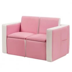 Kids Sofa Pink Multi-Functional Table Chair Set by Boyel Living