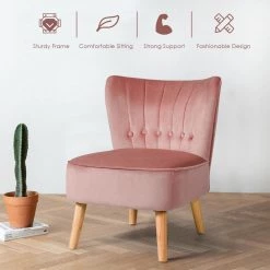 Fashion Armless Accent Chair Modern Tufted Velvet Leisure Chair in Pink by Boyel Living 11 Fashion Armless Accent Chair Modern Tufted Velvet Leisure Chair in Pink by Boyel Living -MODWAY store pink boyel living living room sets hysn 66638pi 31 1000