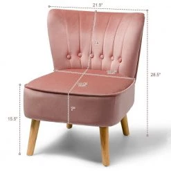 Fashion Armless Accent Chair Modern Tufted Velvet Leisure Chair in Pink by Boyel Living 10 Fashion Armless Accent Chair Modern Tufted Velvet Leisure Chair in Pink by Boyel Living -MODWAY store pink boyel living living room sets hysn 66638pi 4f 1000