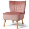 Fashion Armless Accent Chair Modern Tufted Velvet Leisure Chair in Pink by Boyel Living