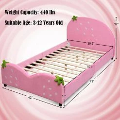 Kids Pink Upholstered Berry Pattern Toddler Bed by Boyel Living 10 Kids Pink Upholstered Berry Pattern Toddler Bed by Boyel Living -MODWAY store pink boyel living toddler beds hysn 61883 4f 1000