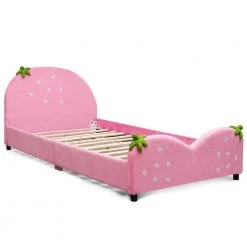 Kids Pink Upholstered Berry Pattern Toddler Bed by Boyel Living