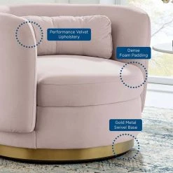 Relish Pink Performance Velvet Performance Velvet Swivel Chair by MODWAY -MODWAY store pink modway accent chairs eei 4999 gld pnk 44 1000