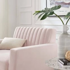 Engage Channel Tufted Performance Velvet Arm Chair in Pink by MODWAY -MODWAY store pink modway accent chairs eei 5457 pnk 31 1000