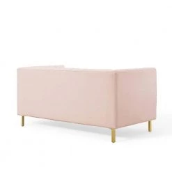 Shift 59.5 in. Pink Channel Tufted Velvet 2-Seater Loveseat with Gold Legs by MODWAY -MODWAY store pink modway loveseats eei 4131 pnk 4f 1000